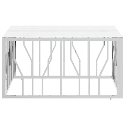 Tavolino da Salotto Argento 80x80x40 cm in Acciaio Inox e Vetro