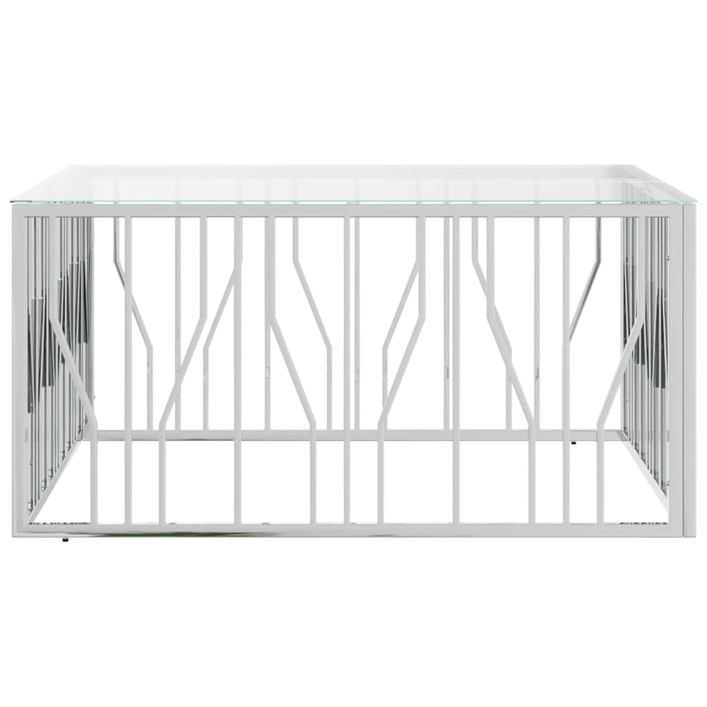 Tavolino da Salotto 100x100x50 cm in Acciaio Inox e Vetro | homemem39