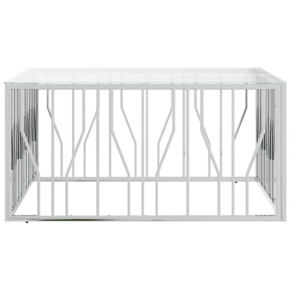 Tavolino da Salotto 100x100x50 cm in Acciaio Inox e Vetro | homemem39