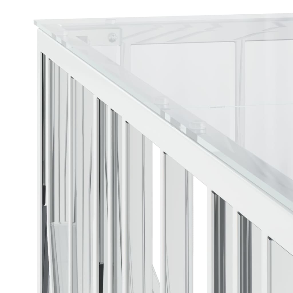 Tavolino da Salotto 100x100x50 cm in Acciaio Inox e Vetro | homemem39