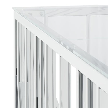 Tavolino da Salotto 100x100x50 cm in Acciaio Inox e Vetro | homemem39