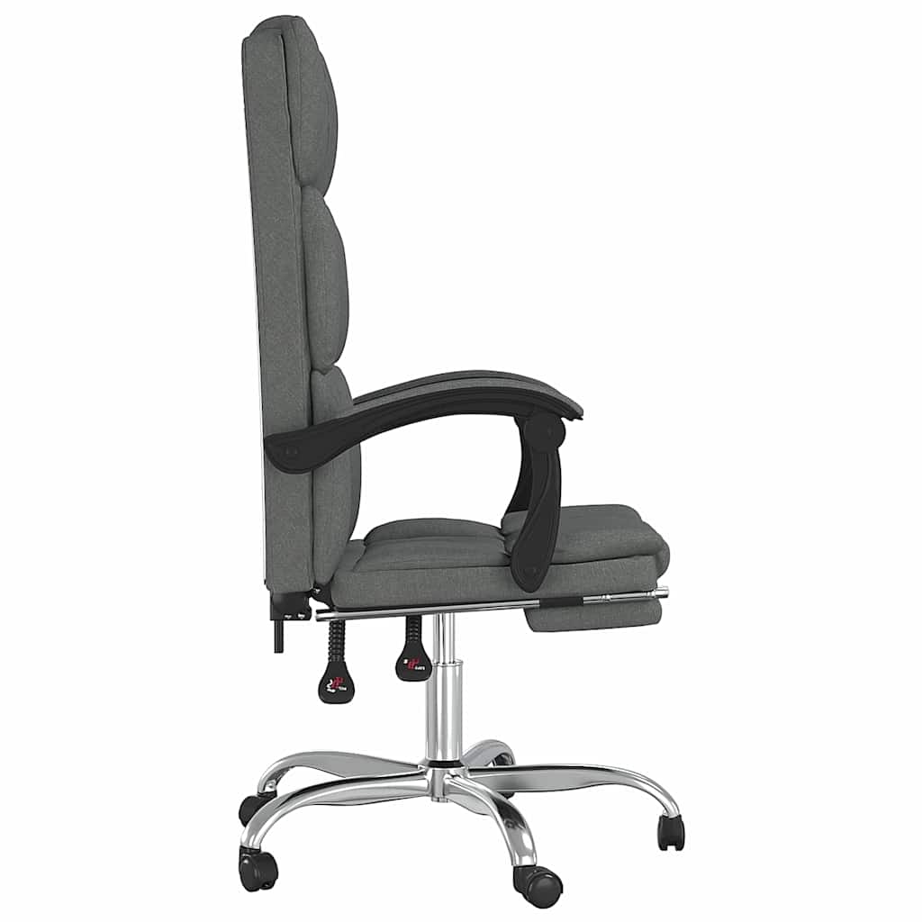 Poltrona da Ufficio Reclinabile Grigio Scuro in Tessuto