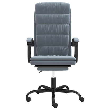 Sedia da Ufficio Reclinabile Grigio Scuro in Velluto