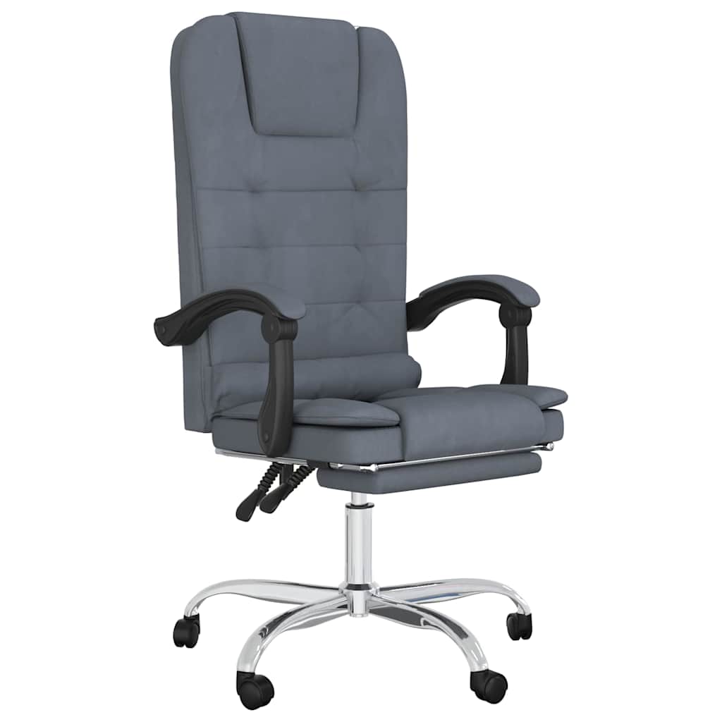 Sedia da Ufficio Massaggio Reclinabile Grigio Scuro in Velluto