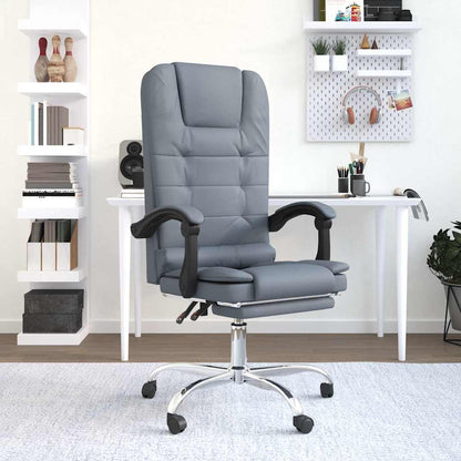 Sedia da Ufficio Massaggio Reclinabile Grigio Scuro in Velluto