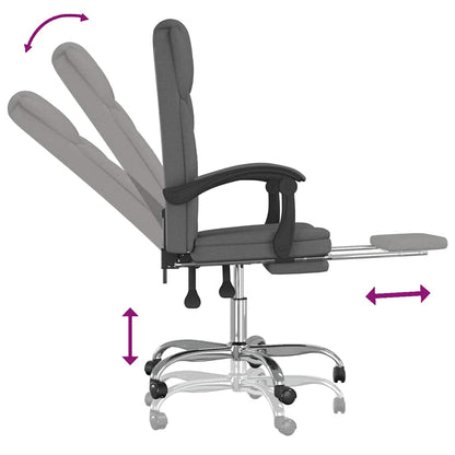 Poltrona da Ufficio Reclinabile Grigio Scuro in Tessuto