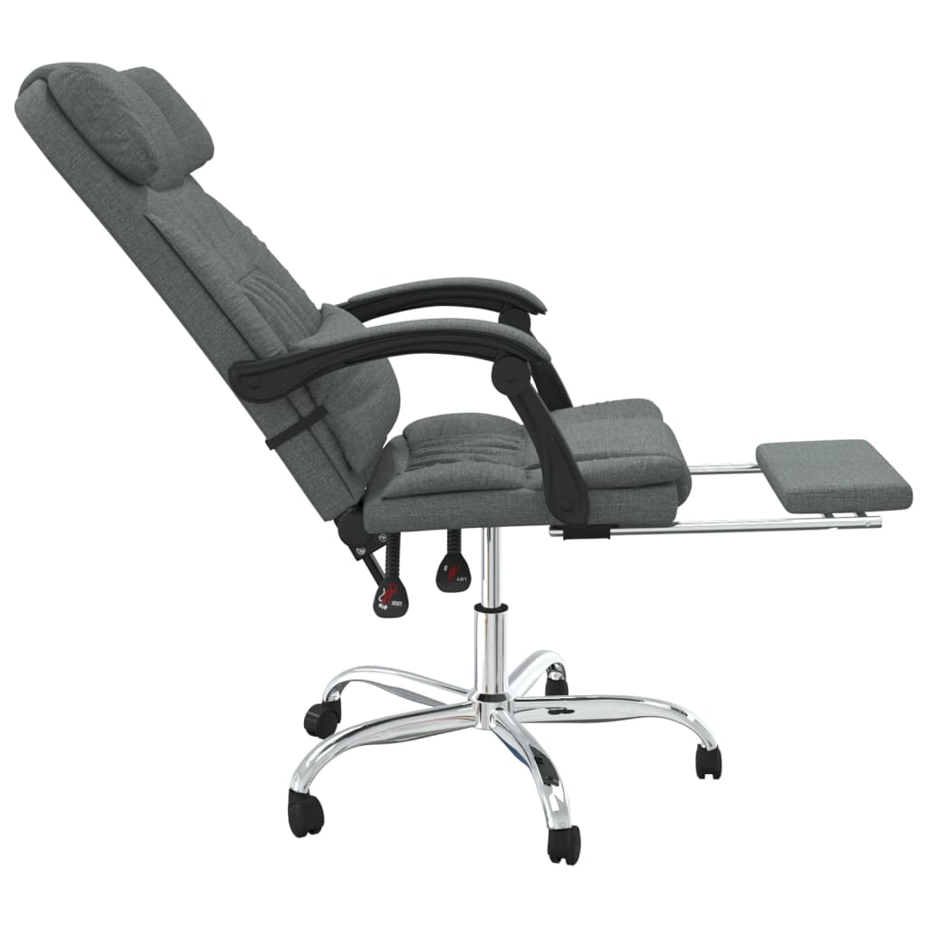 Sedia da Ufficio Massaggio Reclinabile Grigio Scuro in Tessuto