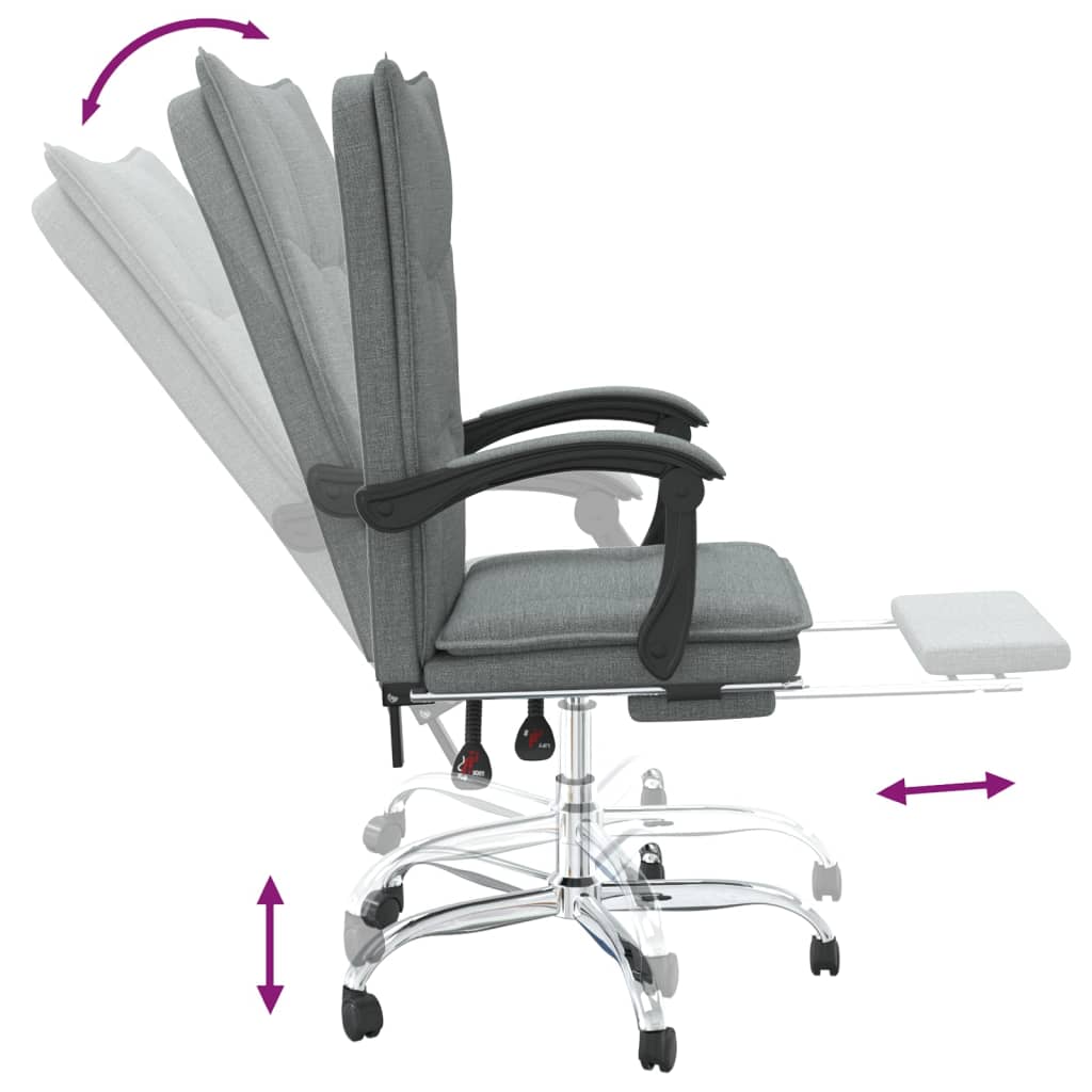 Sedia da Ufficio Reclinabile Grigio Scuro in Tessuto