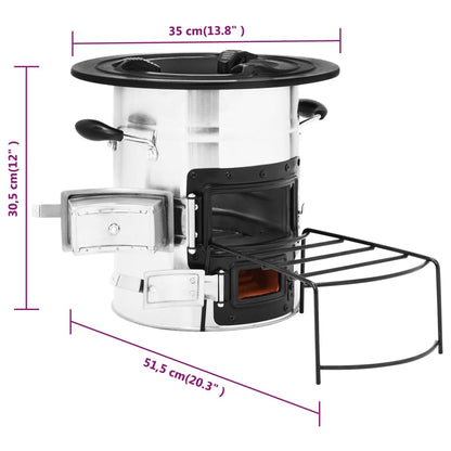 Stufa a Legna da Campeggio Argento 51,5x35x30,5 cm Acciaio Inox - homemem39