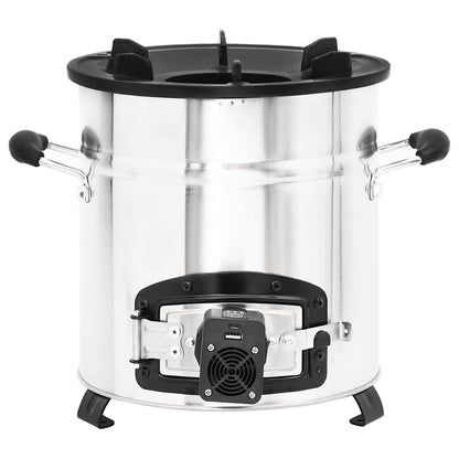 Stufa a Legna con Ventola USB Argento 35,5x26x28cm Acciaio Inox - homemem39