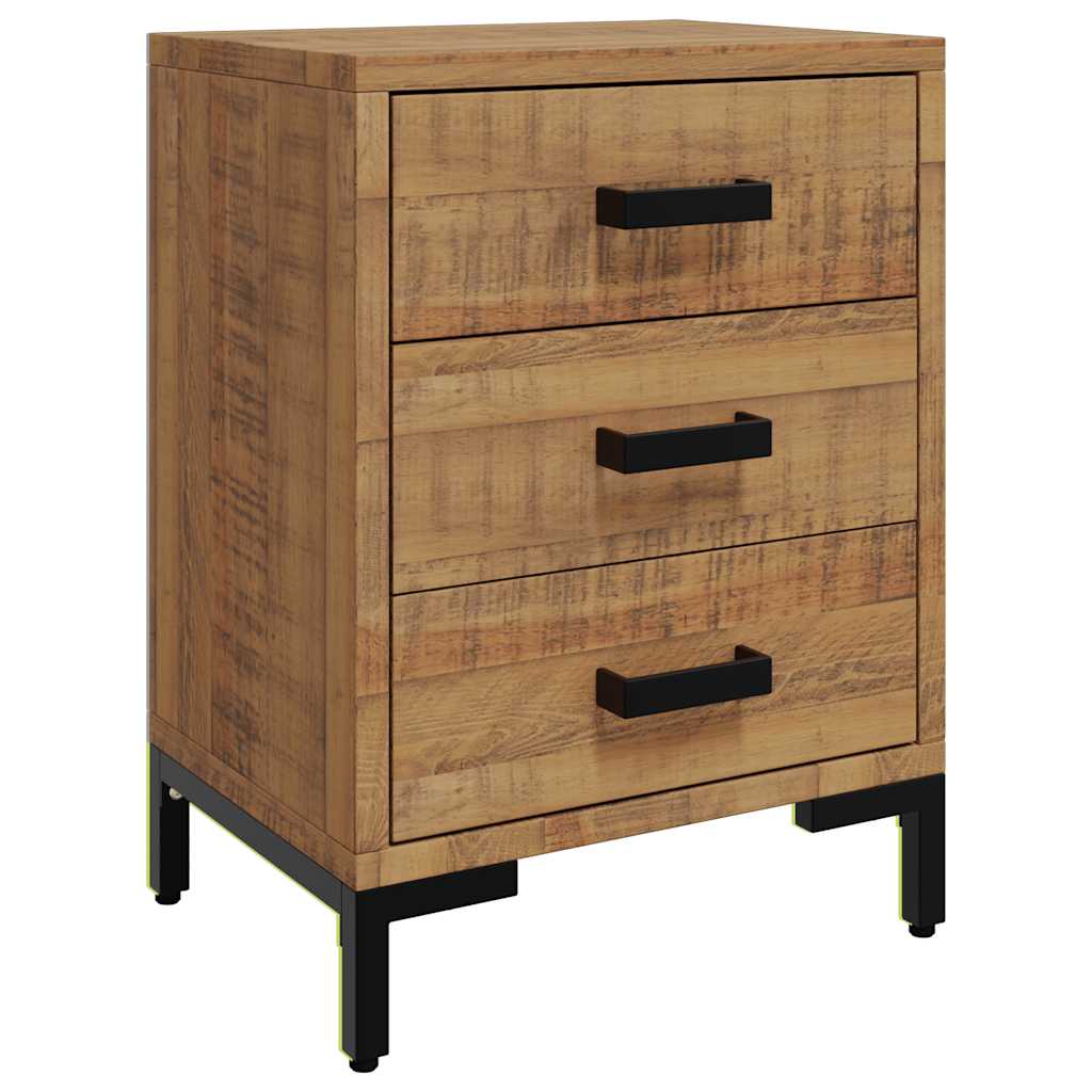 Comodino Marrone 40x30x55 cm Legno Massello di Pino Riciclato | homemem39