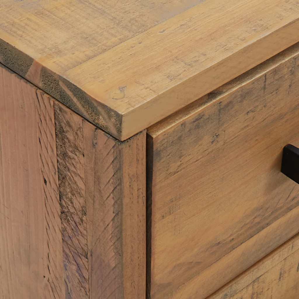 Comodino Marrone 40x30x55 cm Legno Massello di Pino Riciclato | homemem39