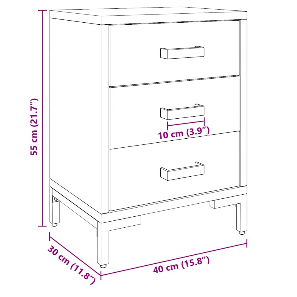 Comodino Marrone 40x30x55 cm Legno Massello di Pino Riciclato | homemem39