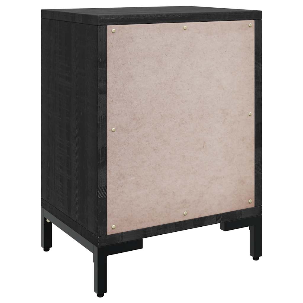 Comodino Nero 40x30x55 cm Legno Massello di Pino Riciclato | homemem39