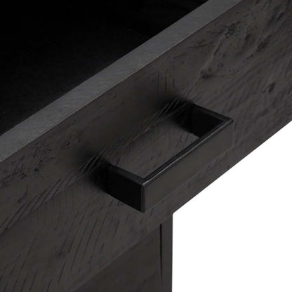 Comodino Nero 40x30x55 cm Legno Massello di Pino Riciclato