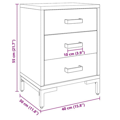 Comodino Nero 40x30x55 cm Legno Massello di Pino Riciclato | homemem39