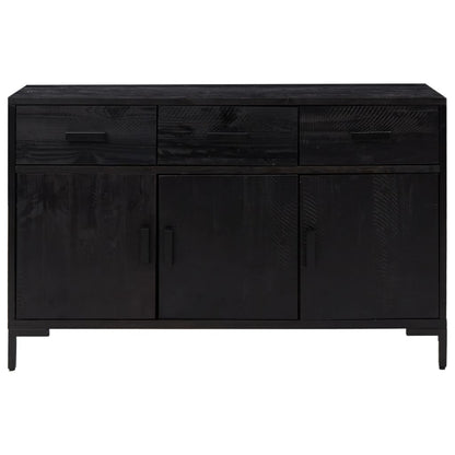 Credenza Nera 110x35x70 cm in Legno Massello di Pino