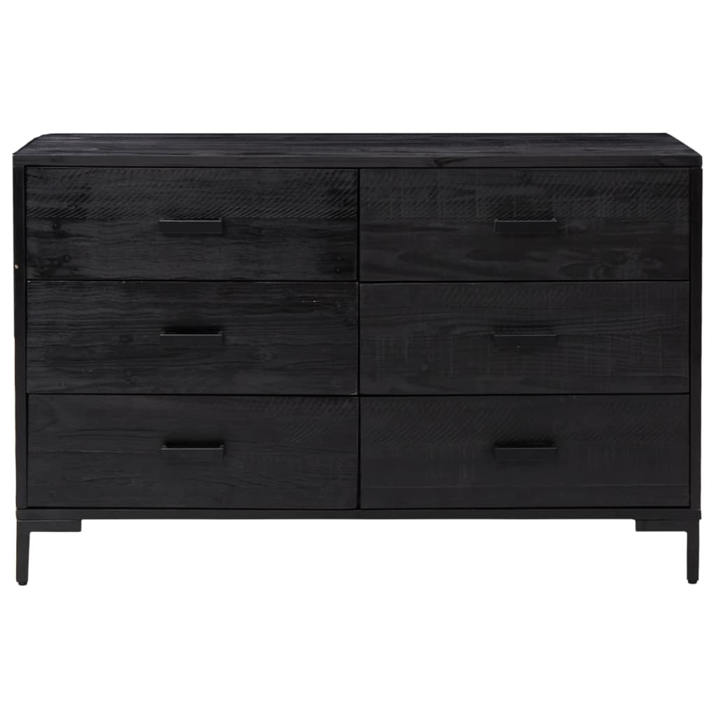 Credenza Nera 110x35x70 cm in Legno Massello di Pino - homemem39