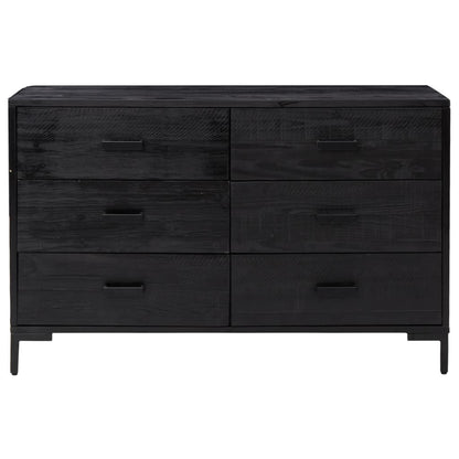 Credenza Nera 110x35x70 cm in Legno Massello di Pino - homemem39