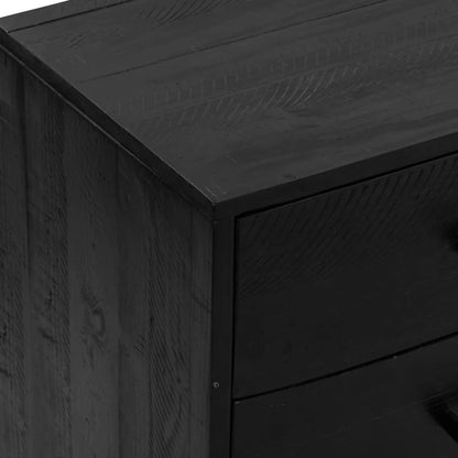 Credenza Nera 110x35x70 cm in Legno Massello di Pino - homemem39