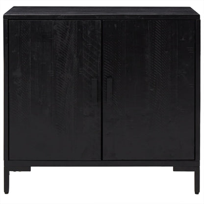 Credenza Nera 75x35x70 cm in Legno Massello di Pino