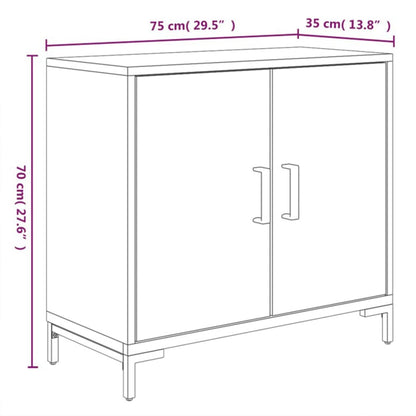 Credenza Nera 75x35x70 cm in Legno Massello di Pino