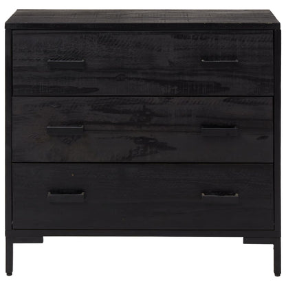 Cassettiera Nera 75x35x70 cm in Legno Massello di Pino - homemem39