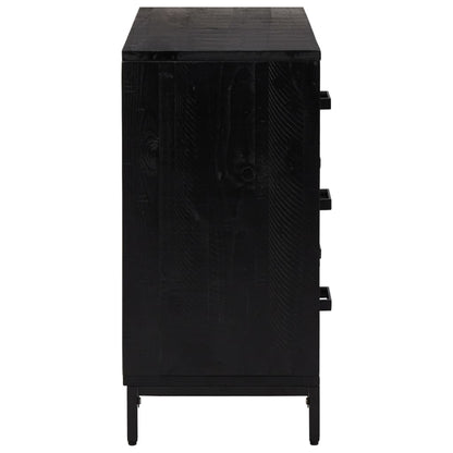 Cassettiera Nera 75x35x70 cm in Legno Massello di Pino - homemem39