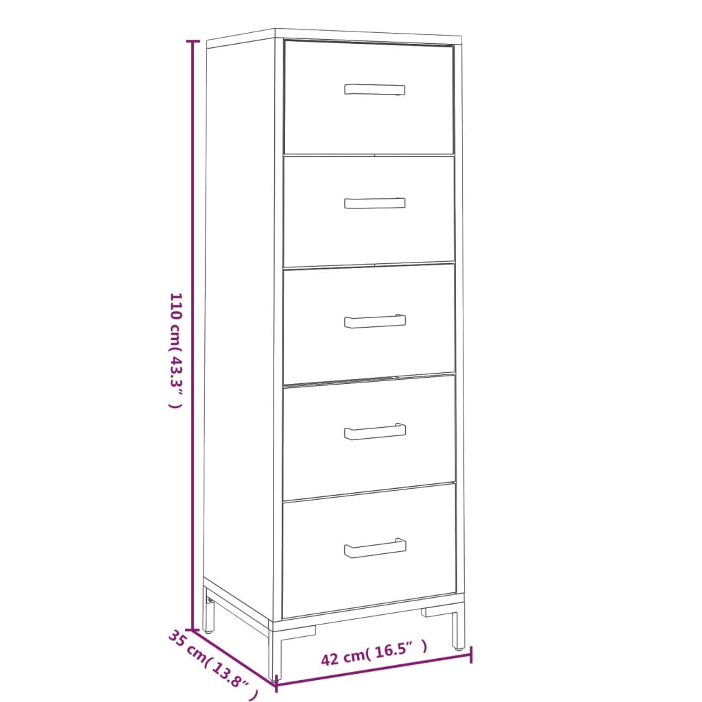 Cassettiera 42x35x110 cm in Legno Massello di Pino | homemem39