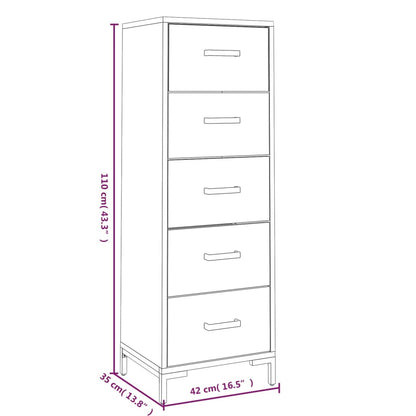 Cassettiera 42x35x110 cm in Legno Massello di Pino | homemem39