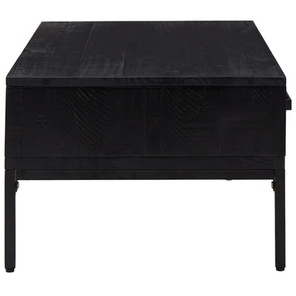 Tavolino da Salotto Nero 90x50x35 cm in Legno Massello di Pino | homemem39