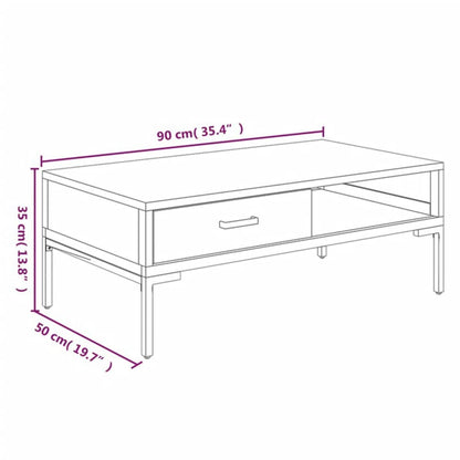 Tavolino da Salotto Nero 90x50x35 cm in Legno Massello di Pino | homemem39