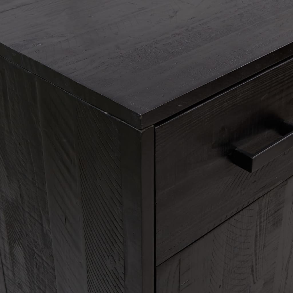 Scarpiera Nera 75x40x110 cm in Legno Massello di Pino - homemem39