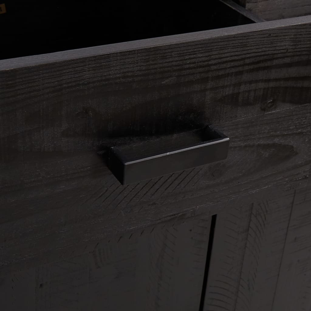 Scarpiera Nera 75x40x110 cm in Legno Massello di Pino - homemem39