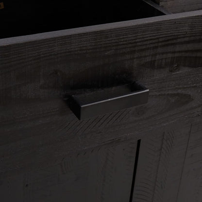 Scarpiera Nera 75x40x110 cm in Legno Massello di Pino - homemem39