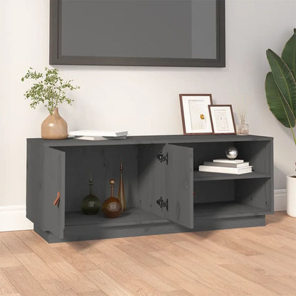 Mobile Porta TV Grigio 105x34x40 cm in Legno Massello di Pino - homemem39