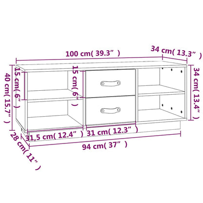 Mobile Porta TV Ambra 100x34x40 cm in Legno Massello di Pino