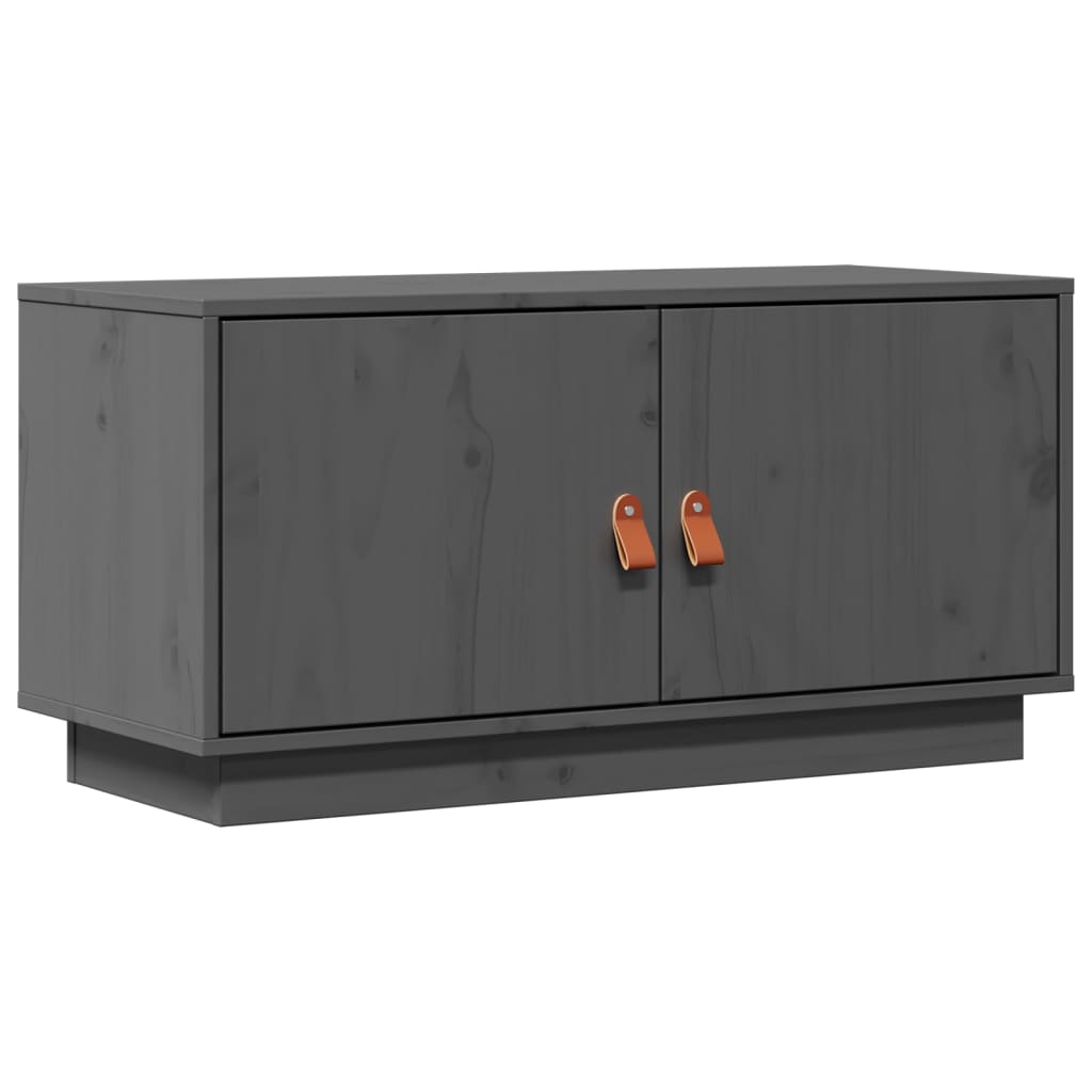 Mobile Porta TV Grigio 80x34x40 cm in Legno Massello di Pino - homemem39