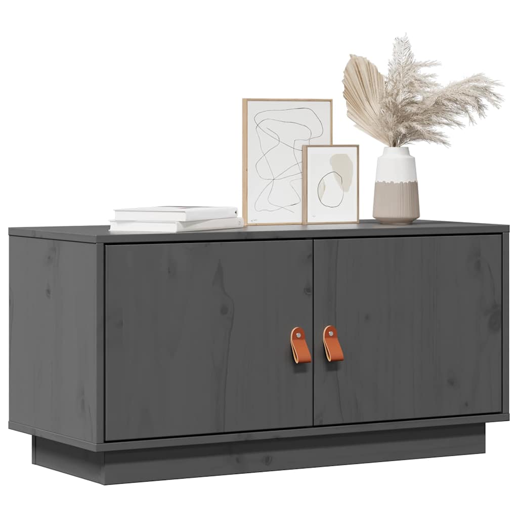 Mobile Porta TV Grigio 80x34x40 cm in Legno Massello di Pino