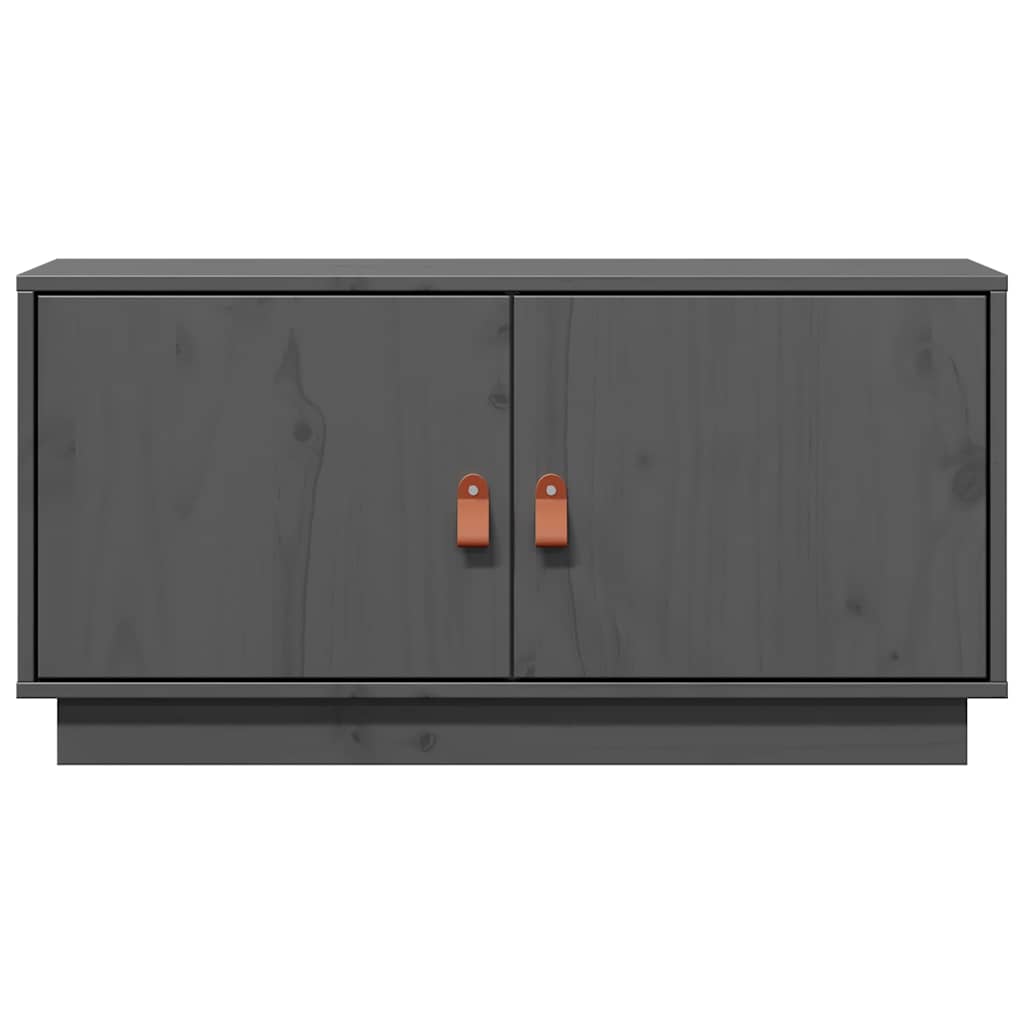 Mobile Porta TV Grigio 80x34x40 cm in Legno Massello di Pino