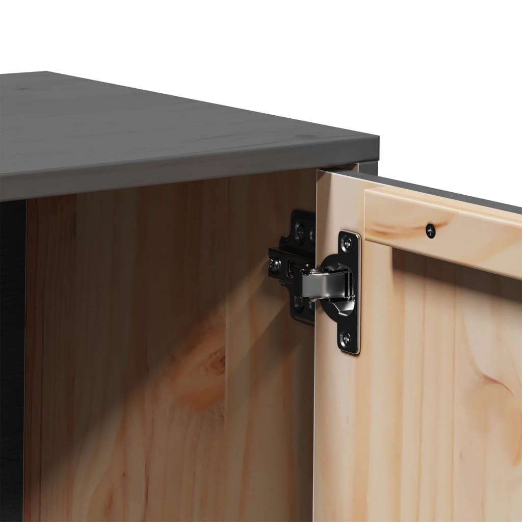 Mobile Porta TV Grigio 80x34x40 cm in Legno Massello di Pino - homemem39