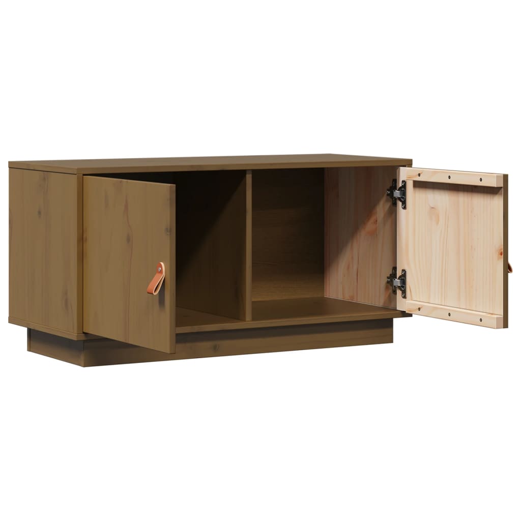 Mobile Porta TV Ambrato 80x34x40 cm in Legno Massello di Pino - homemem39