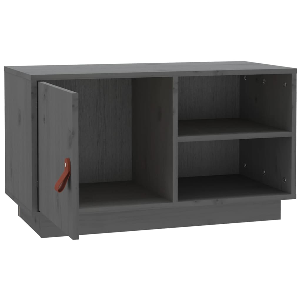 Mobile Porta TV Grigio 70x34x40 cm in Legno Massello di Pino - homemem39