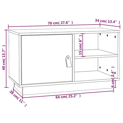 Mobile Porta TV Nero 70x34x40 cm in Legno Massello di Pino