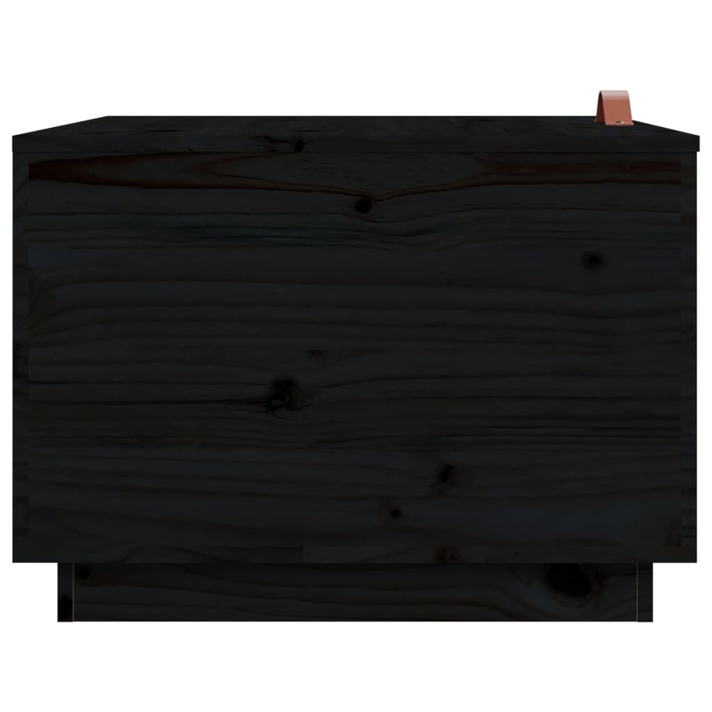 Contenitori Portaoggetti Coperchi 3pz Neri Legno Massello Pino