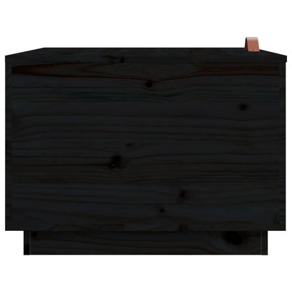 Contenitori Portaoggetti Coperchi 3pz Neri Legno Massello Pino