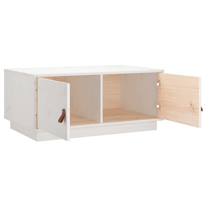 Tavolino da Salotto Bianco 80x50x35cm in Legno Massello di Pino