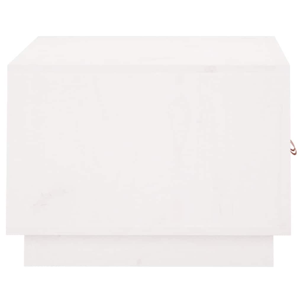 Tavolino da Salotto Bianco 80x50x35cm in Legno Massello di Pino
