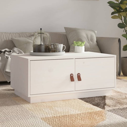 Tavolino da Salotto Bianco 80x50x35cm in Legno Massello di Pino | homemem39