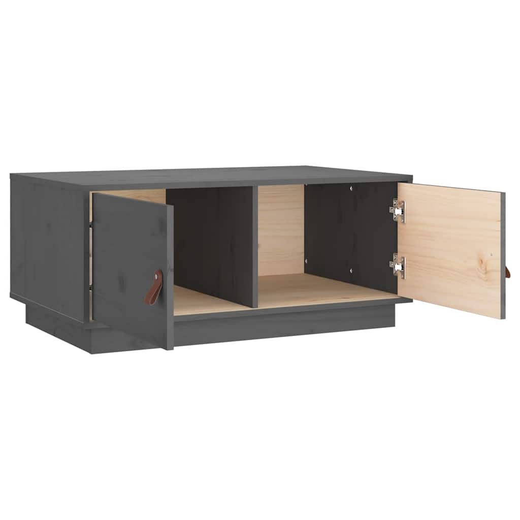 Tavolino da Salotto Grigio 80x50x35cm in Legno Massello di Pino | homemem39